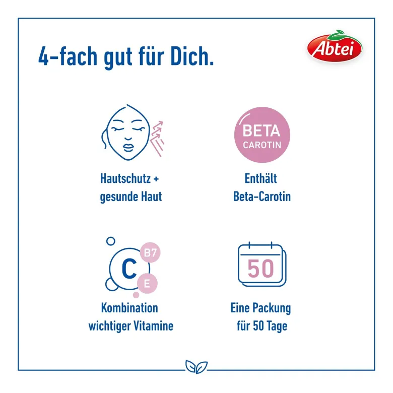 Abtei Beta-Carotin Plus Hautaktive B-Vitamine Kapseln, 50 St