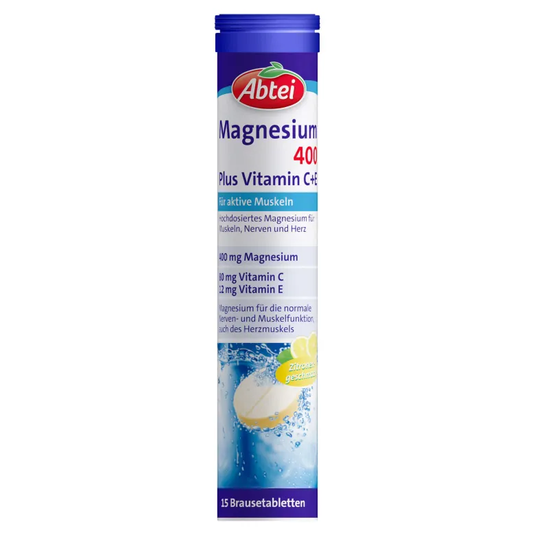 Abtei Magnesium 400 Plus Vitamin C+E Brausetabletten, 15 St