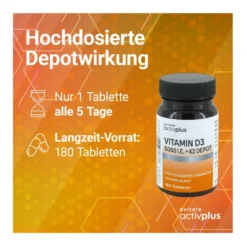 Activplus Vitamin D3 5000 I.E.+K2 Depot Tabletten, 180 St