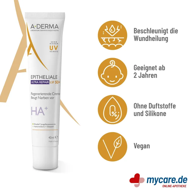 A-Derma Epitheliale Ultra Repair Regenerierende Creme LSF50+, 40 ml