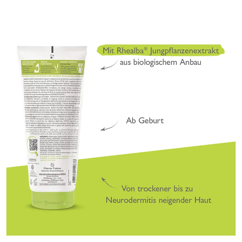 A-Derma EXOMEGA Control Creme rückfettend, 200 ml