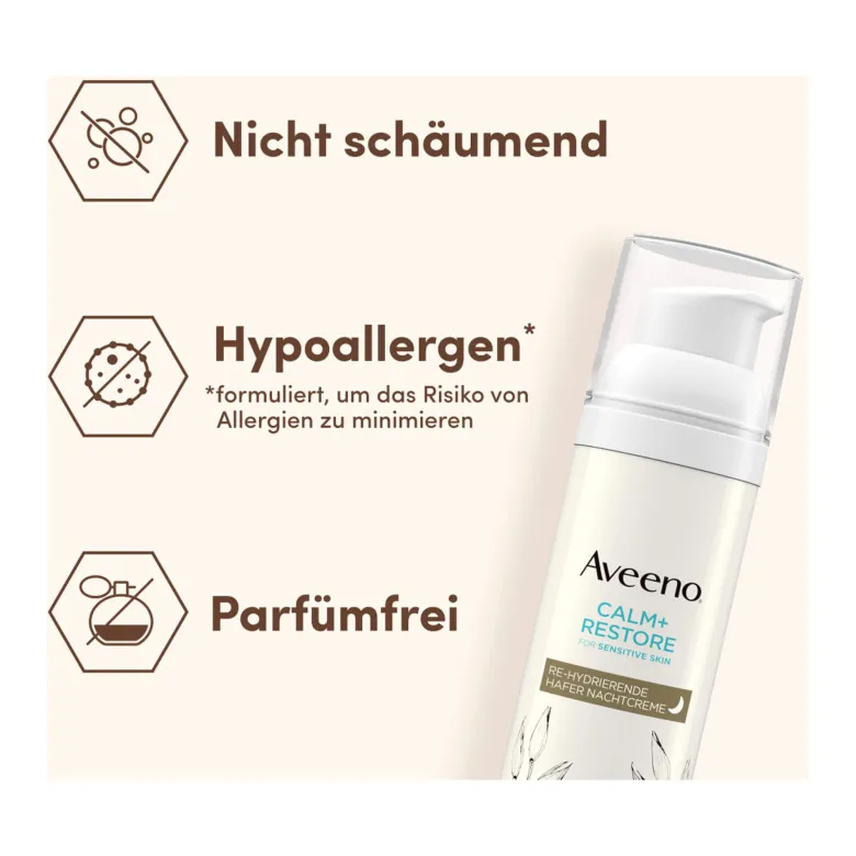 Aveeno Calm+Restore Re-Hydrierende Hafer Nachtcreme, 50 ml