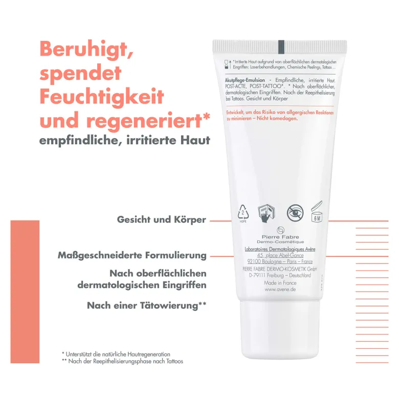 Avene Cicalfate+ Akutpflege-Emulsion Post-Acte, Post-Tattoo, 40 ml