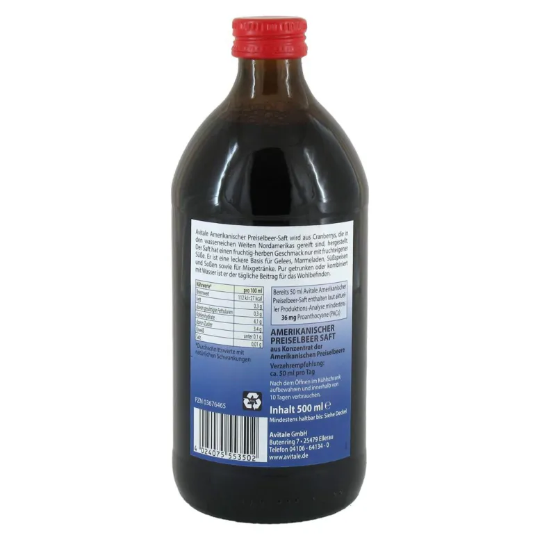 Avitale Amerikanischer Preiselbeersaft, 500 ml