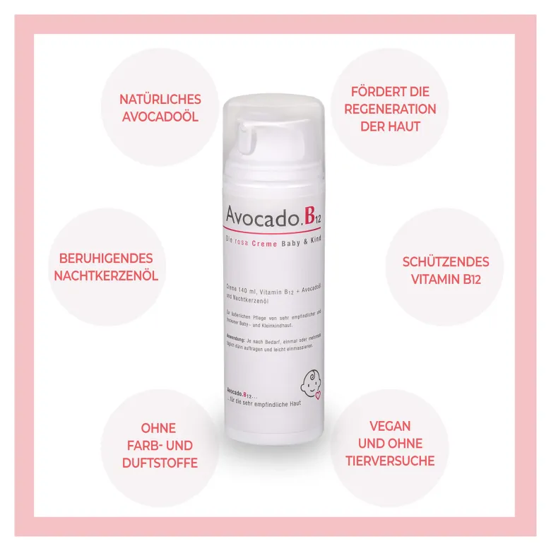 Avocado.B12 Die rosa Creme Baby & Kind, 140 ml