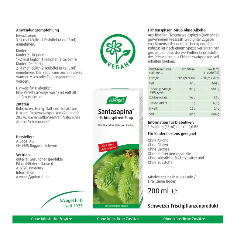A.Vogel Santasapina Fichtenspitzen-Sirup, 200 ml
