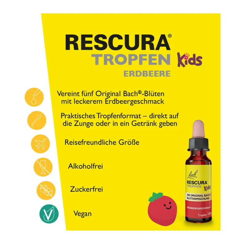 Bachblüten Original Rescura Kids Tropfen Erdbeer alkoholfrei, 10 ml