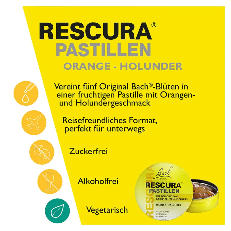 Bachblüten Original Rescura Pastillen Orange-Holunder, 50 g