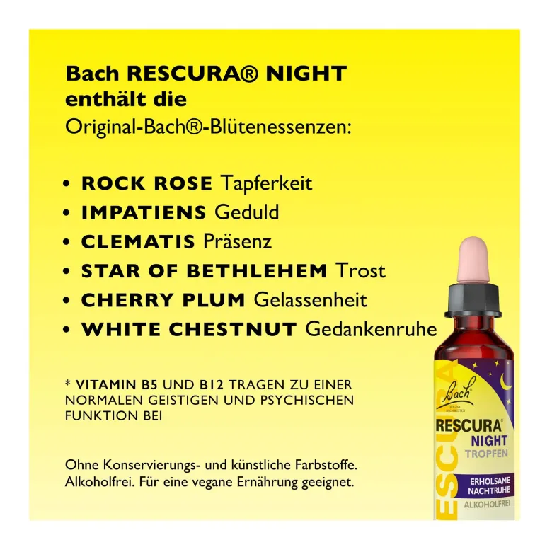 Bach Rescura Night Tropfen alkoholfrei, 20 ml