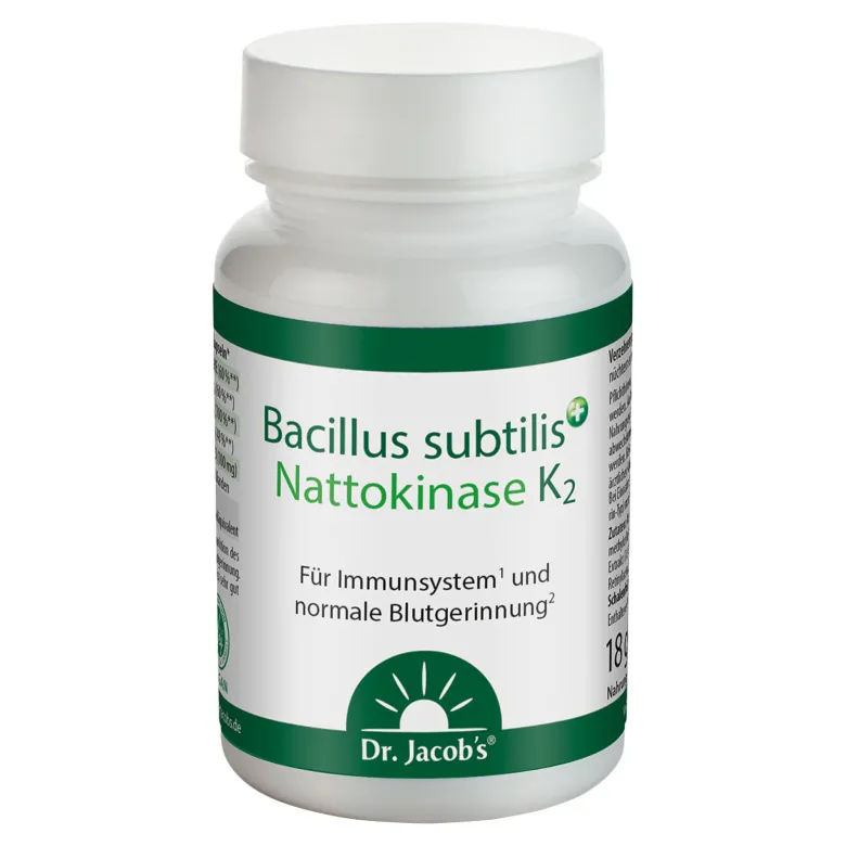 Bacillus subtilis plus Nattokinase-Enzym Vitamin K2 vegan, 60 St