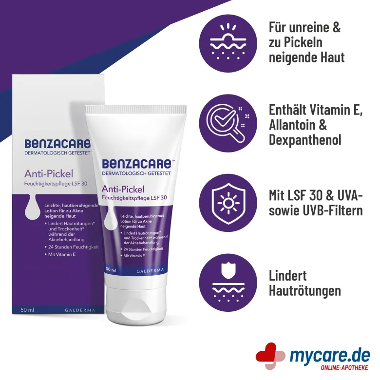 Benzacare Anti-Pickel Feuchtigkeitspflege LSF 30, 50 ml