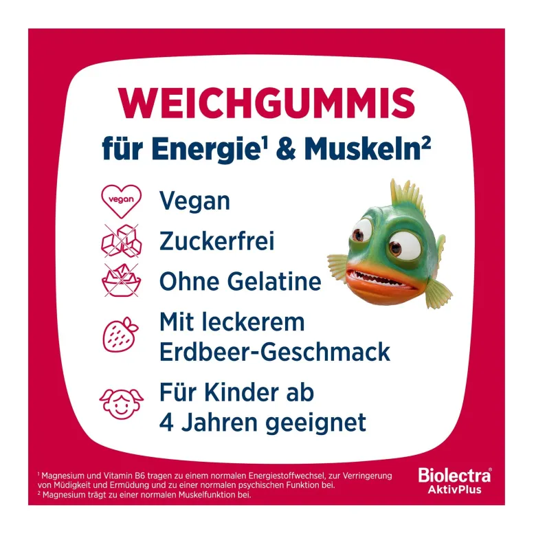 Biolectra AktivPlus Energie & Muskeln Weichgummis Erdbeere, 60 St