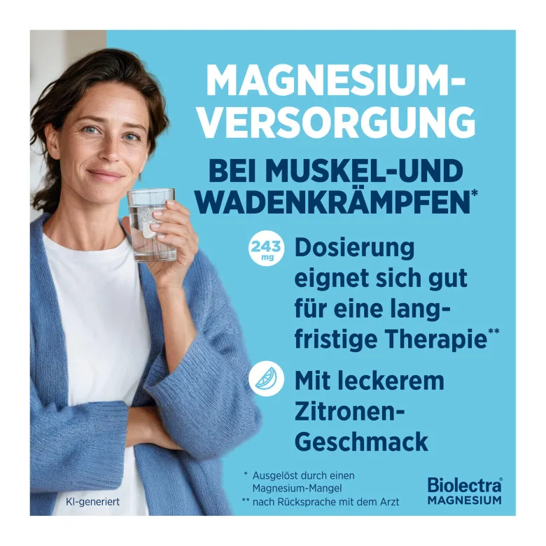 Biolectra Magnesium 243 mg Forte Brausetabletten Zitrone, 60 St