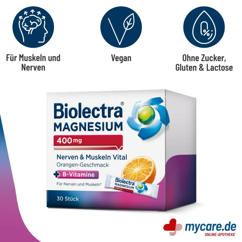 Biolectra Magnesium 400 mg Sticks Nerven & Muskeln Vital, 30 St