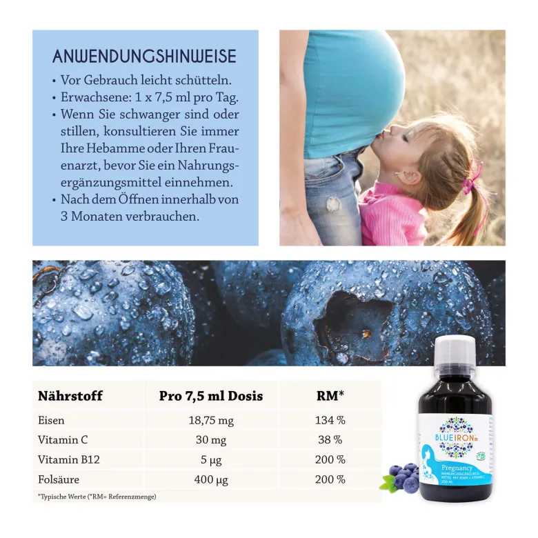 BlueIron Pregnancy Eisen Liquid, 250 ml