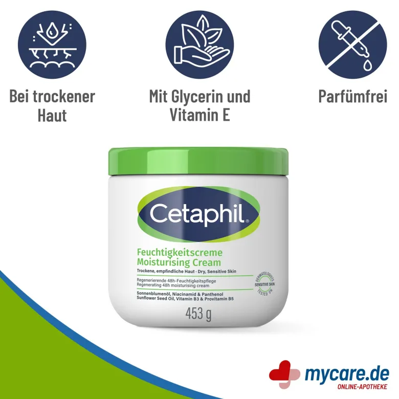 Cetaphil Feuchtigkeitscreme für trockene, empfindliche Haut, 453 g