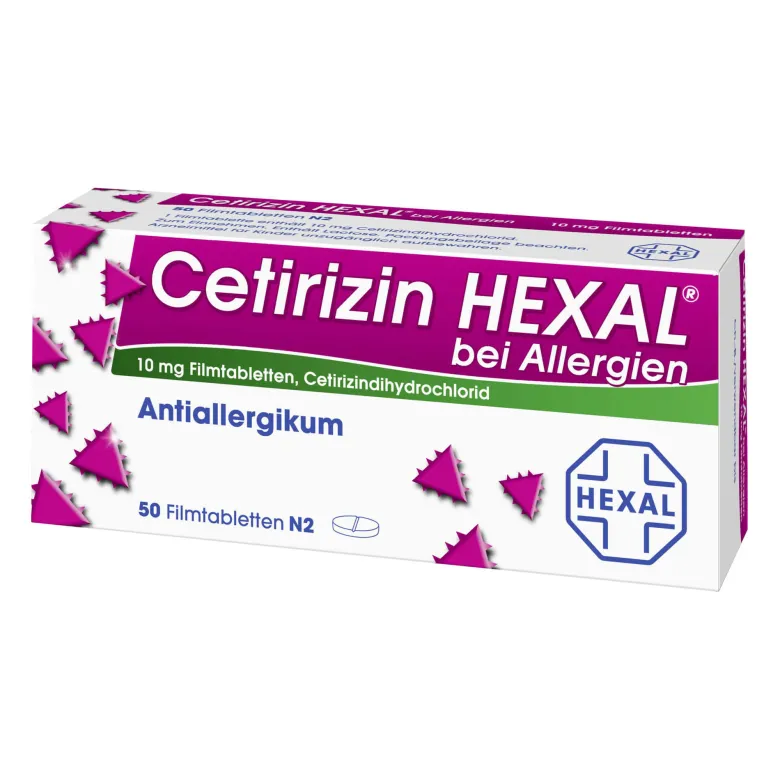 Cetirizin HEXAL bei Allergien 10 mg Filmtabletten, 50 St