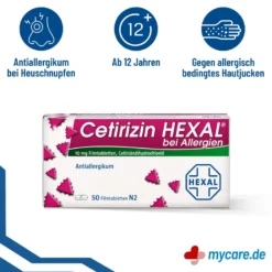 Cetirizin HEXAL bei Allergien 10 mg Filmtabletten, 50 St