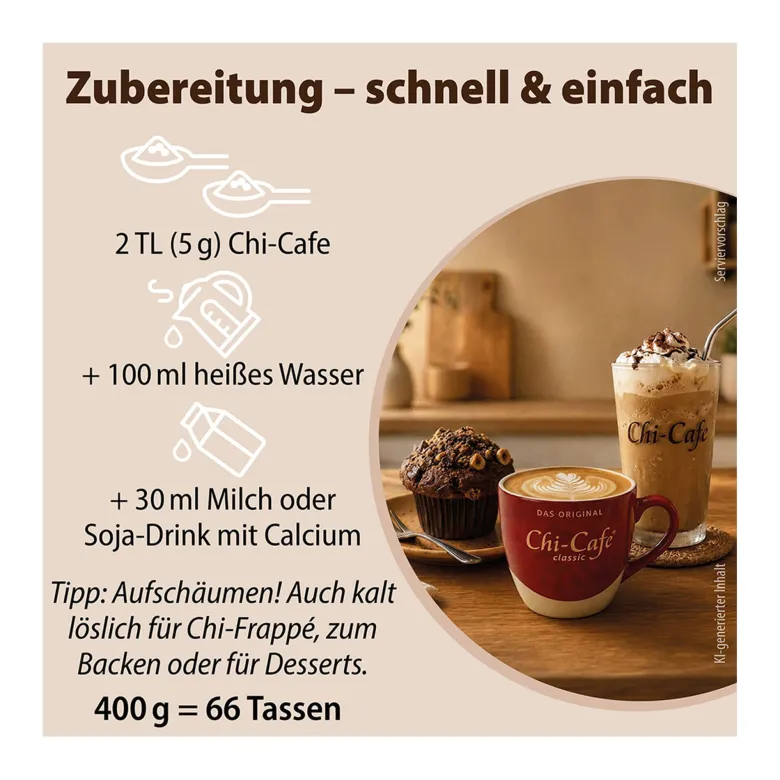 Chi-Cafe classic Wellness Kaffee mit Akazienfaser Guarana, 400 g