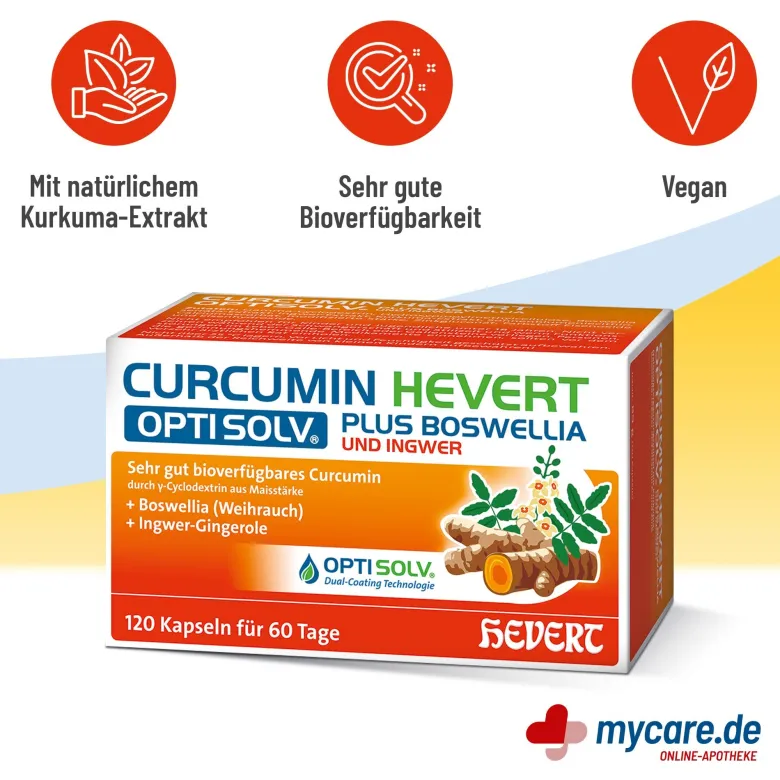 Curcumin Hevert OptiSolv plus Boswellia und Ingwer Kapseln, 120 St