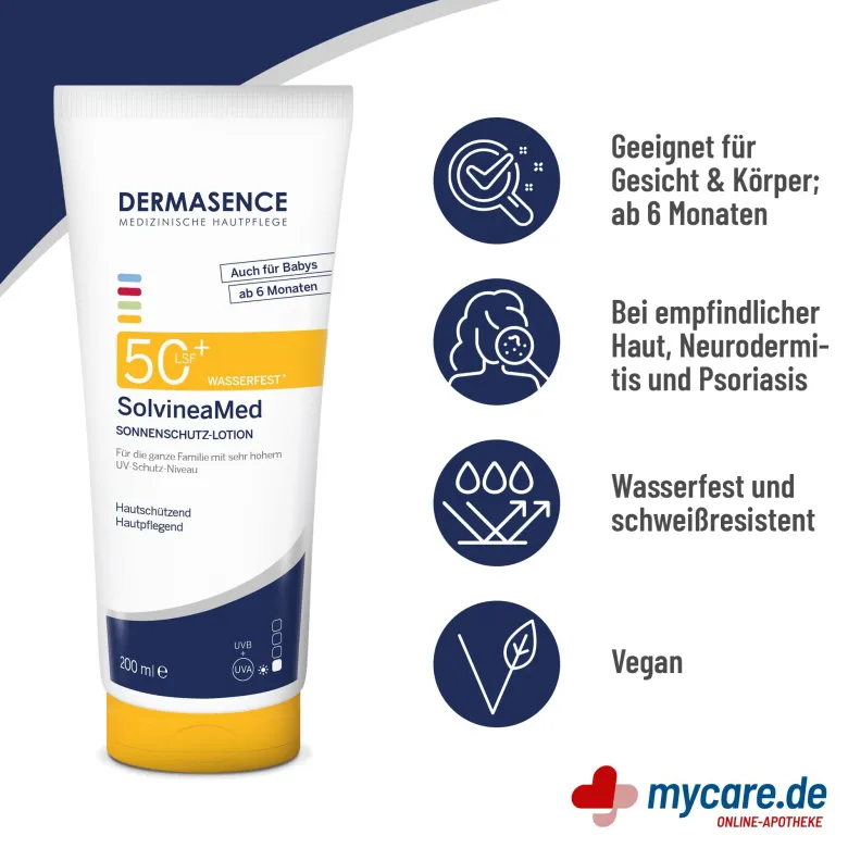 Dermasence SolvineaMed Sonnenschutz-Lotion LSF 50+, 200 ml
