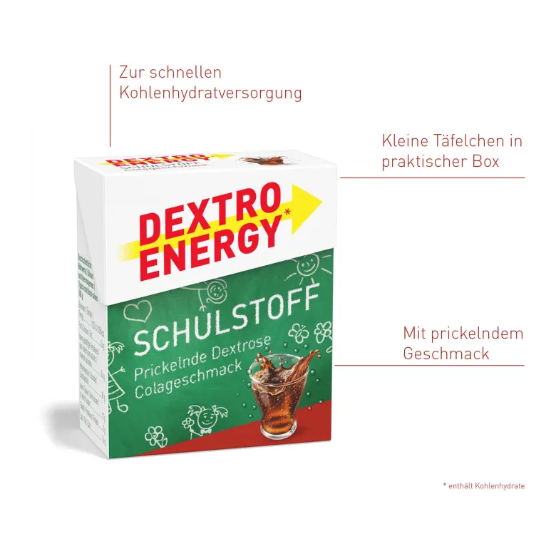 Dextro Energy Schulstoff Cola Täfelchen, 50 g