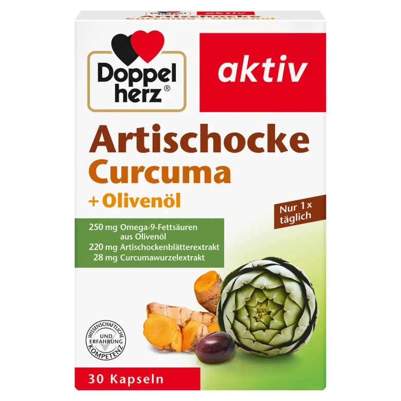 Doppelherz aktiv Artischocke Curcuma+Olivenöl Kapseln, 30 St