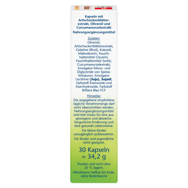 Doppelherz aktiv Artischocke Curcuma+Olivenöl Kapseln, 30 St