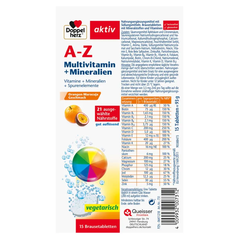Doppelherz aktiv A-Z Multivitamin+Mineralien Brausetabletten, 15 St