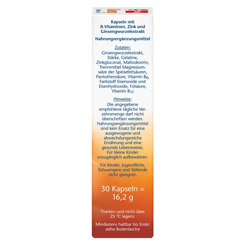 Doppelherz aktiv Ginseng B-Vitamine+Zink Kapseln, 30 St