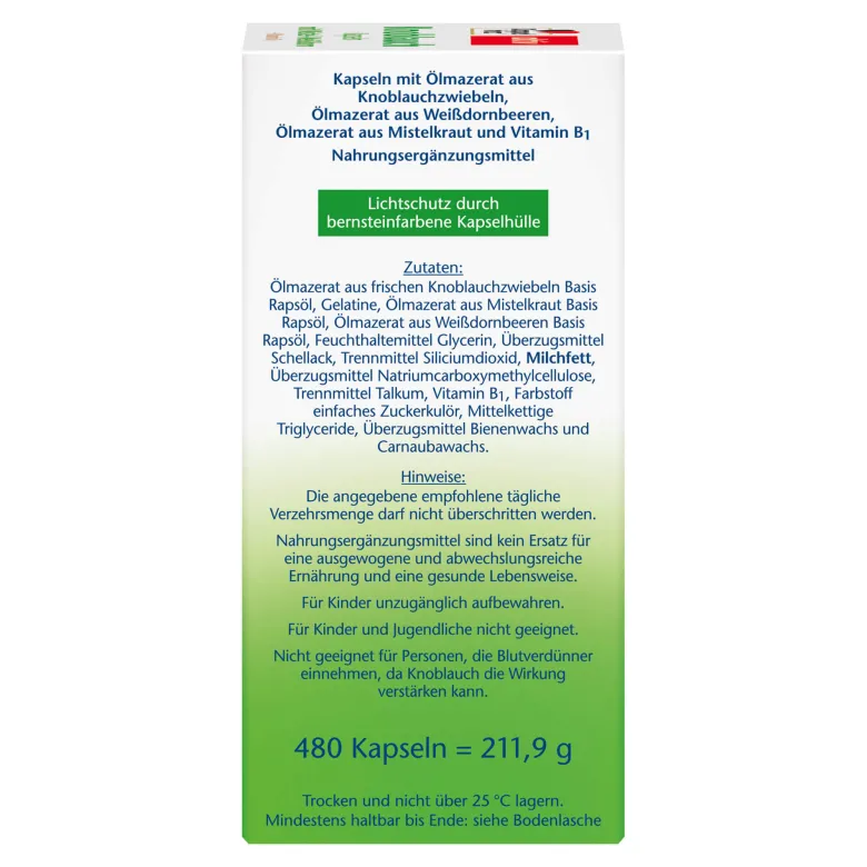 Doppelherz aktiv Knoblauch + Mistel + Weißdorn + Vitamin B1, 480 St