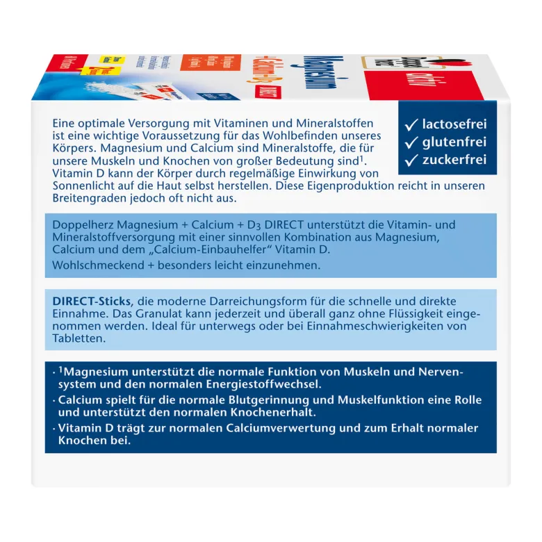 Doppelherz aktiv Magnesium+Calcium+D3 DIRECT Sticks, 60 St