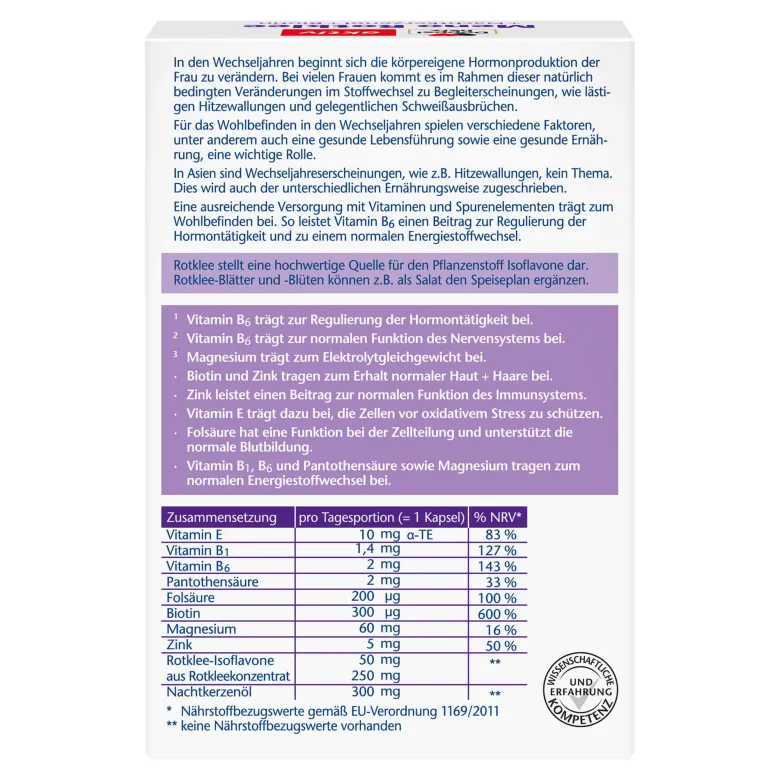 Doppelherz aktiv Meno Rotklee + Nachtkerzenöl + Biotin, 30 St