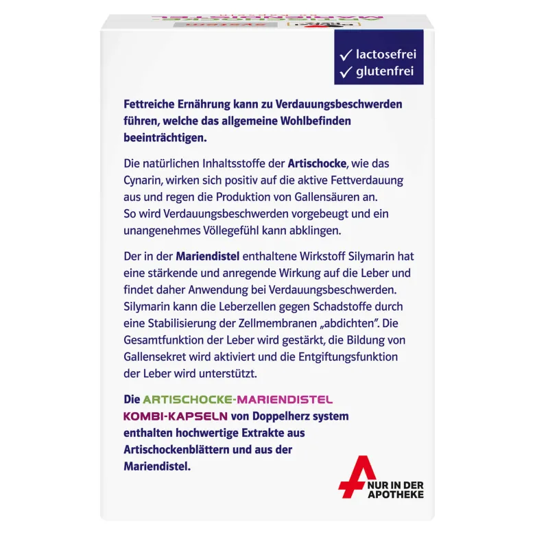 Doppelherz Artischocke-Mariendistel system Weichkapseln, 60 St