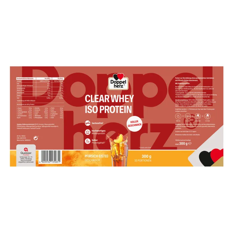 Doppelherz Clear Whey Iso Protein Pfirsich-Eistee, 300 g