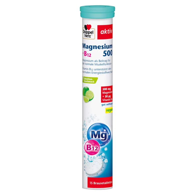 Doppelherz Magnesium 500+B12 Brausetabletten, 15 St