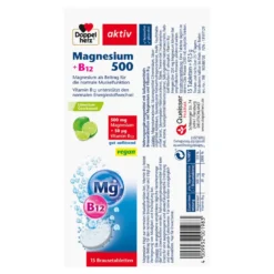 Doppelherz Magnesium 500+B12 Brausetabletten, 15 St
