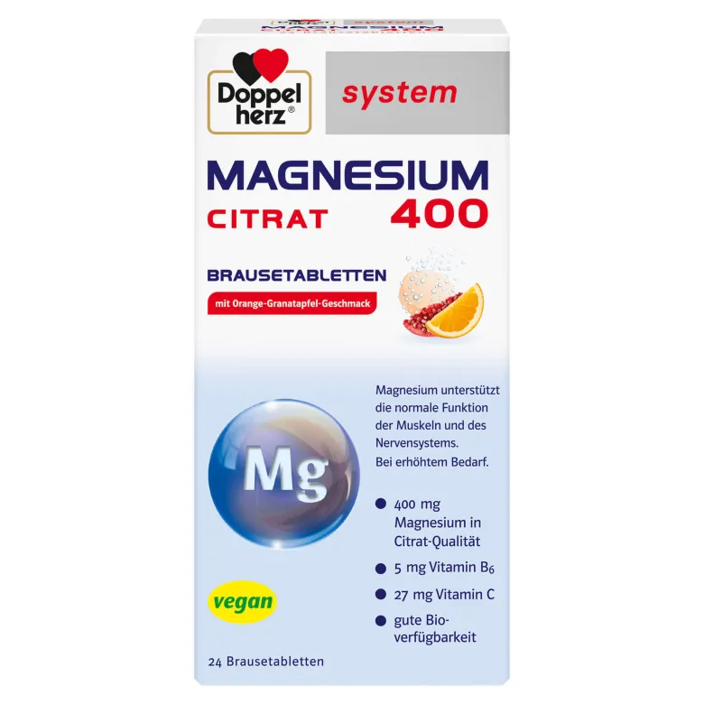 Doppelherz Magnesium 400 Citrat system Brausetabletten, 24 St
