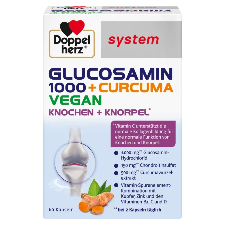 Doppelherz system Glucosamin 1000 + Curcuma Vegan Kapseln, 60 St