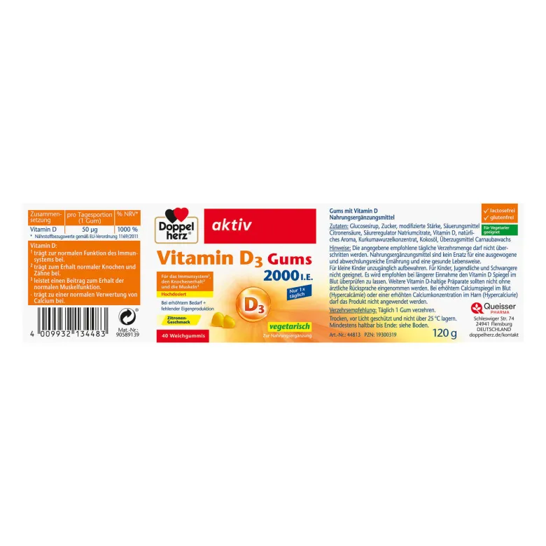 Doppelherz Vitamin D3 2000 I.E. Weichgummis, 40 St