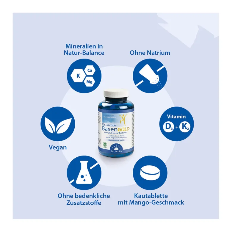 Dr. Jacob's BasenGOLD Kautabletten Mineralstoffe Citrate K2, 126 St
