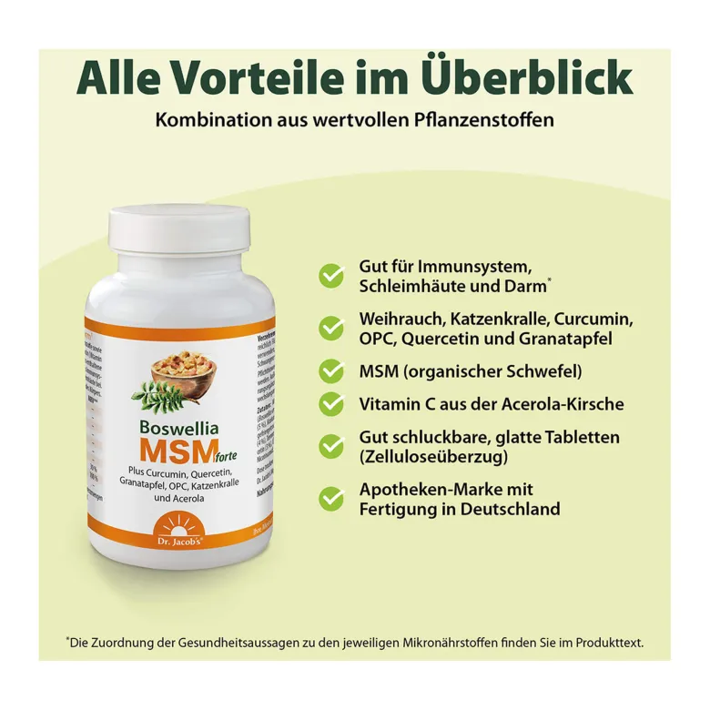 Dr. Jacob's Boswellia MSM forte Weihrauch Quercetin OPC, 90 St