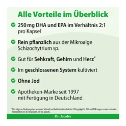 Dr. Jacob's DHA-EPA-Algenöl Kapseln Omega-3-Fettsäuren vegan, 60 St