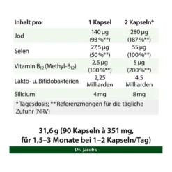 Dr. Jacob's Jod-Probio Selen B12 Milchsäurebakterien vegan, 90 St