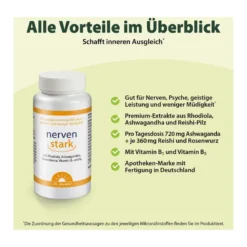 Dr. Jacob's nervenstark mit Rhodiola Ashwaganda Reishi-Pilz, 100 St