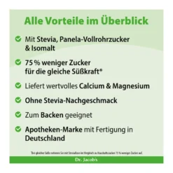 Dr. Jacob's SteviaBase Zuckerersatz Erythrit Xylit Stevia, 400 g