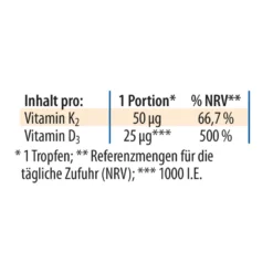 Dr. Jacob's Vitamin K2D3 Öl 1000 IE/50 mcg D3+K2 640 Tropfen, 20 ml