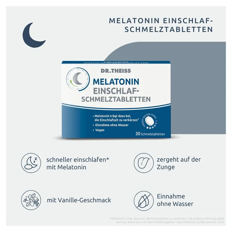 Dr. Theiss Melatonin Einschlaf-Schmelztabletten, 30 St