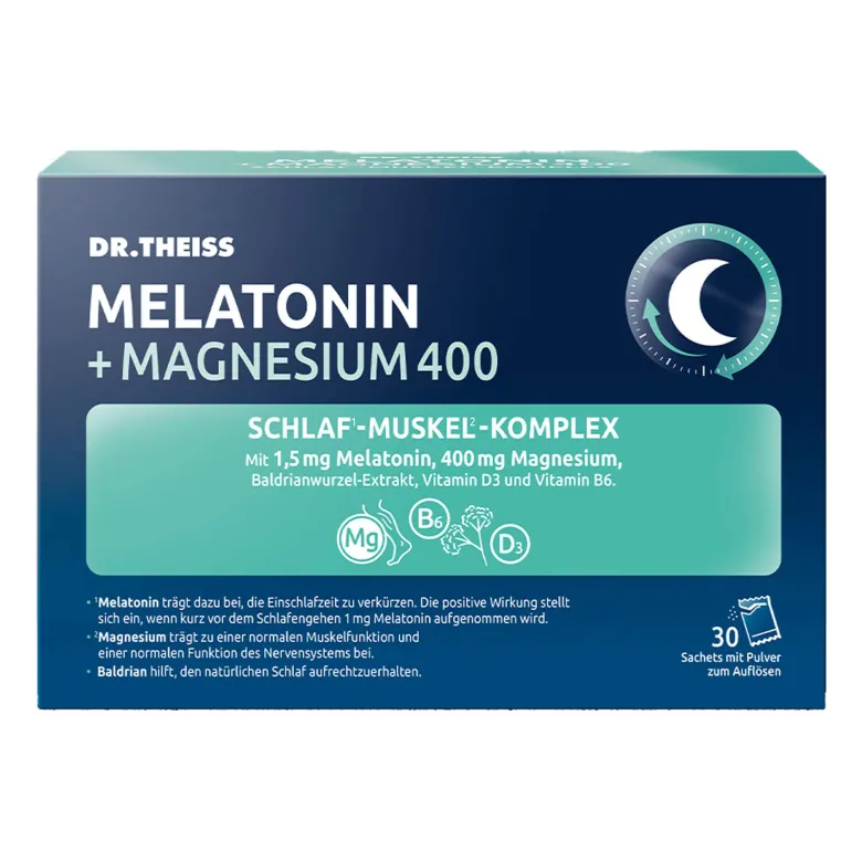 Dr. Theiss Melatonin+Magnesium 400 Schlaf-Komplex Pulver, 30X5 g