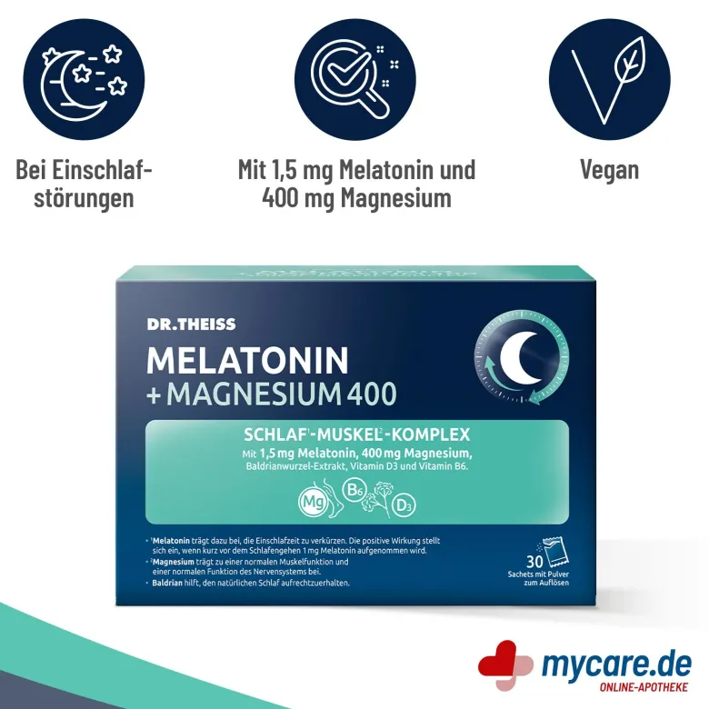 Dr. Theiss Melatonin+Magnesium 400 Schlaf-Komplex Pulver, 30X5 g